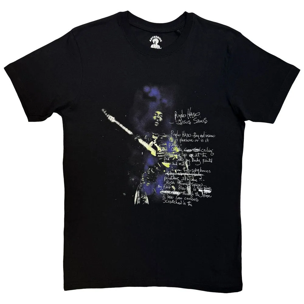 Jimi Hendrix Purple Haze Lyrics T Shirt sold by Paradiso Clothing