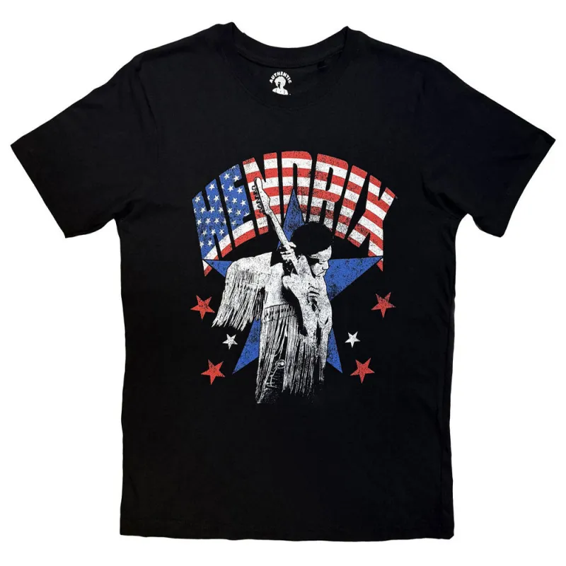 Jimi Hendrix Stars And Stripes Logo T Shirt made by Paradiso Clothing