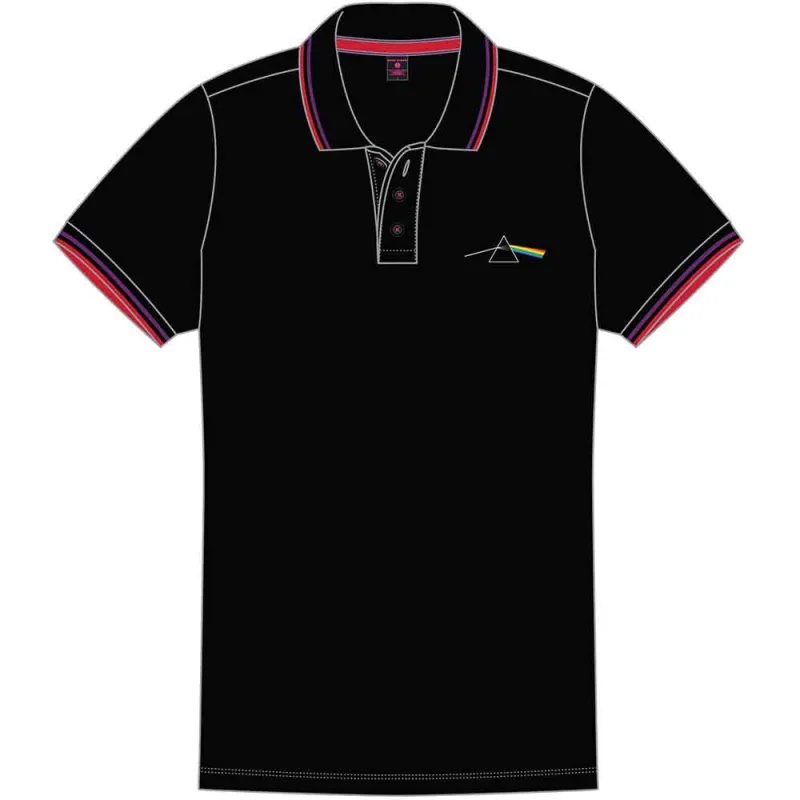 Pink Floyd Unisex Polo Shirt: Dark Side of the Moon Prism (Black) made by Pink Floyd