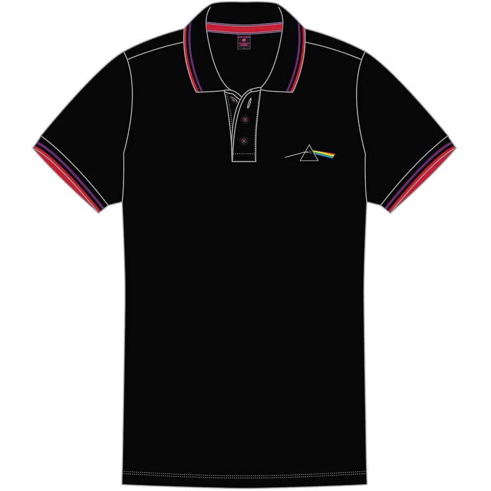 Pink Floyd Unisex Polo Shirt: Dark Side of the Moon Prism (Black) sold by Paradiso Clothing
