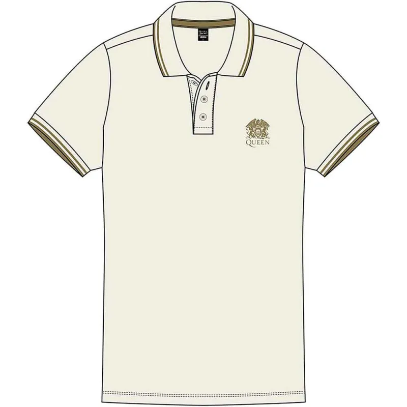 Queen Unisex Polo Shirt: Crest Logo (Natural) made by Paradiso Clothing