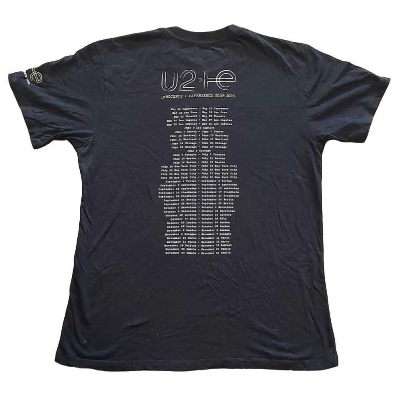 U2 Unisex T-Shirt: I+E Tour 2015 There Is A Light (Black) (Back Print & Ex-Tour) made by Paradiso Clothing