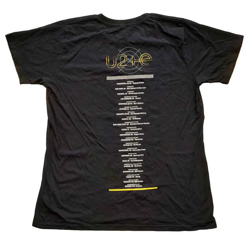 U2 Ladies T-Shirt: I+E Tour Bed Photo (Black) (Back Print & Ex-Tour) made by Paradiso Clothing