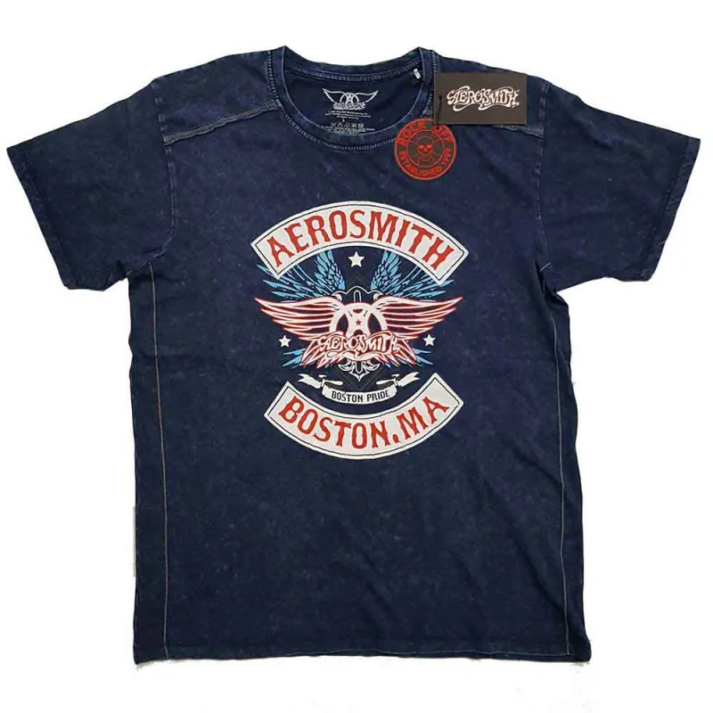 Aerosmith Boston Pride Snow Wash T Shirt made by Paradiso Clothing