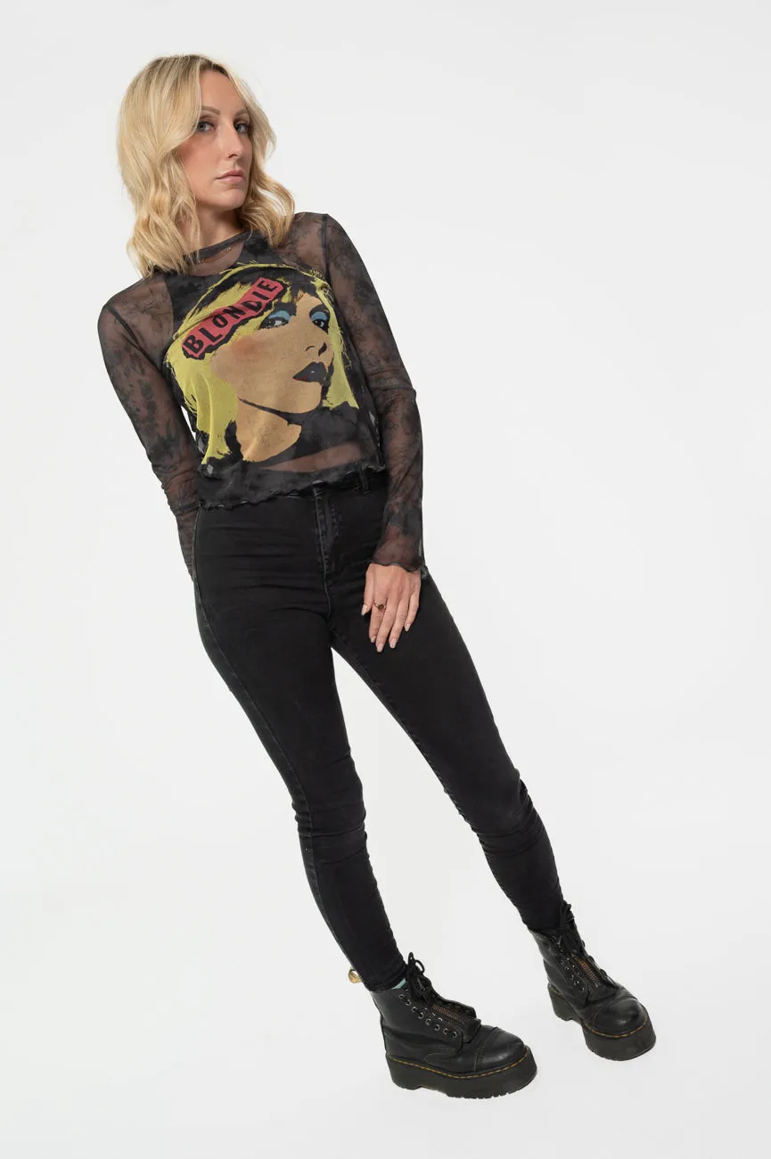 Blondie Punk Poster Long Sleeve Mesh Crop Top sold by Paradiso Clothing product image thumbnail 5