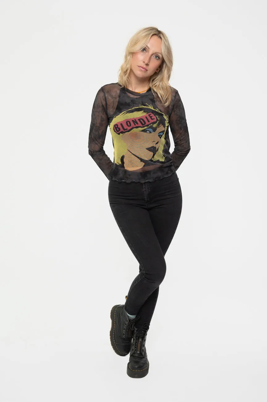 Blondie Punk Poster Long Sleeve Mesh Crop Top sold by Paradiso Clothing product image thumbnail 2