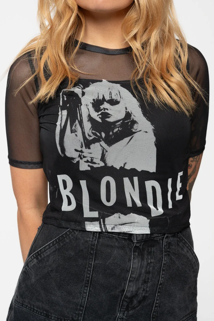 Blondie Mic Stand Short Sleeve Mesh Crop Top sold by Paradiso Clothing product image thumbnail 3