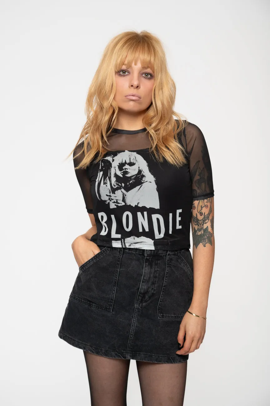Blondie Mic Stand Short Sleeve Mesh Crop Top sold by Paradiso Clothing