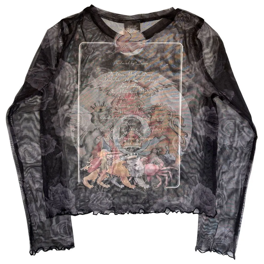 Queen A Day At The Races Skinny Fit Mesh Crop Top sold by Paradiso Clothing product image thumbnail 2