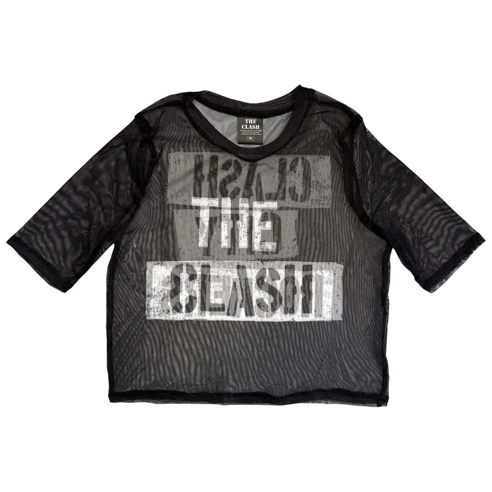 The Clash City Rockers Skinny Fit Mesh Crop Top sold by Paradiso Clothing