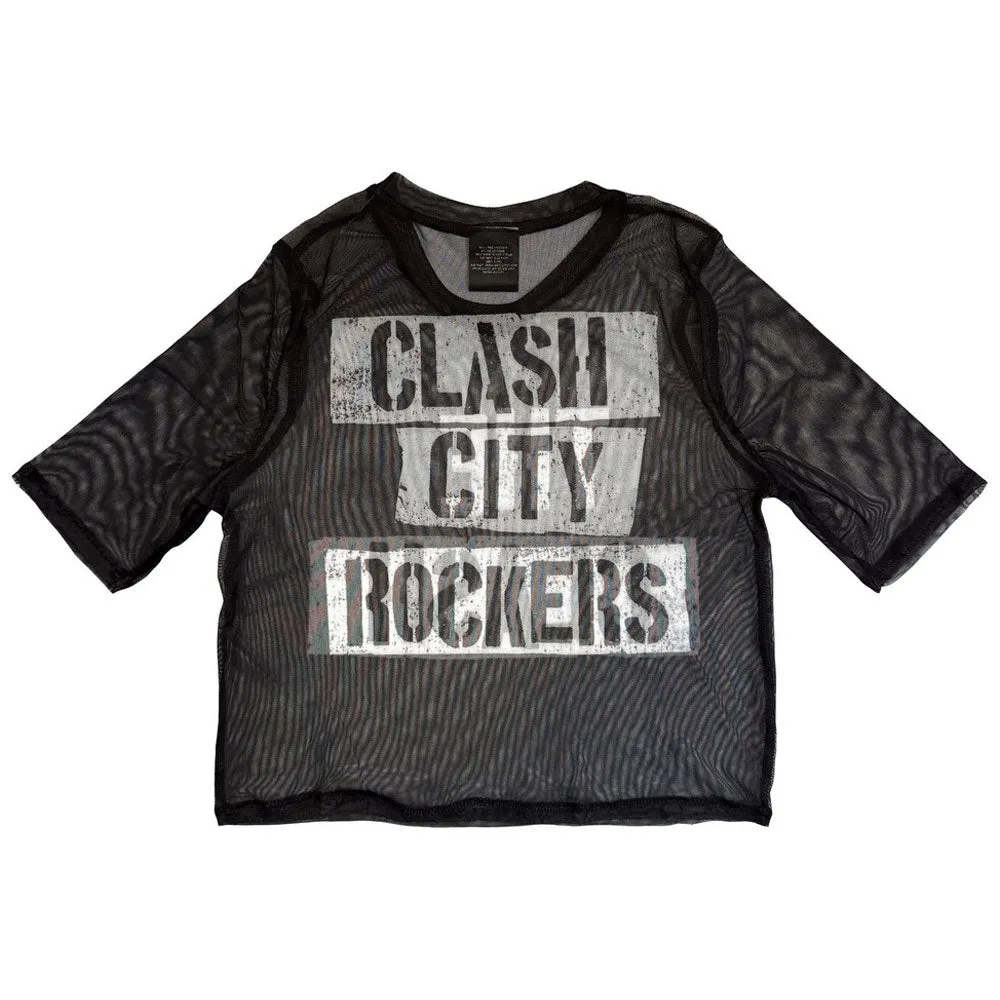 The Clash City Rockers Skinny Fit Mesh Crop Top sold by Paradiso Clothing product image thumbnail 2