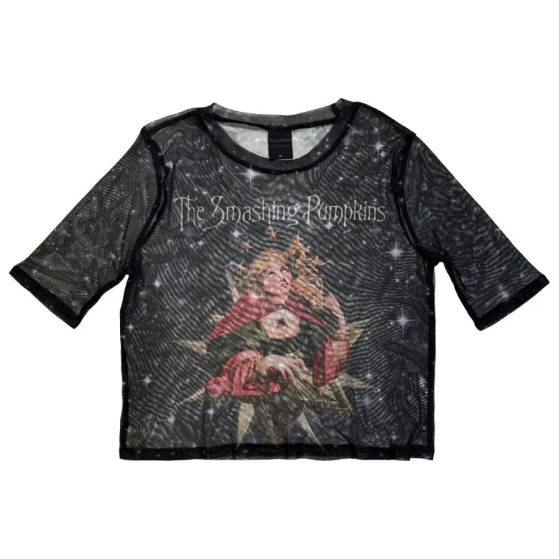 The Smashing Pumpkins Mellon Collie Skinny Fit Mesh Crop Top made by Paradiso Clothing