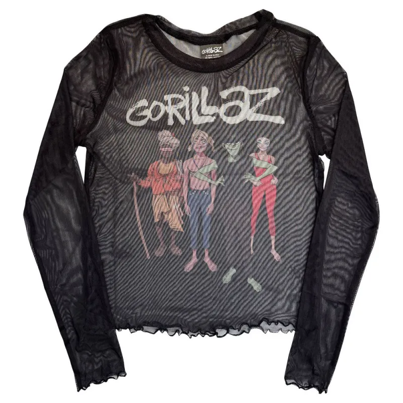 Gorillaz The Mountain Group Skinny Fit Mesh Crop Top made by Paradiso Clothing