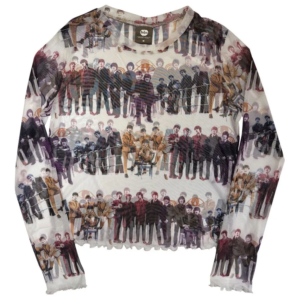 The Beatles Anthology Colours Repeat Skinny Fit Mesh Crop Top sold by Paradiso Clothing