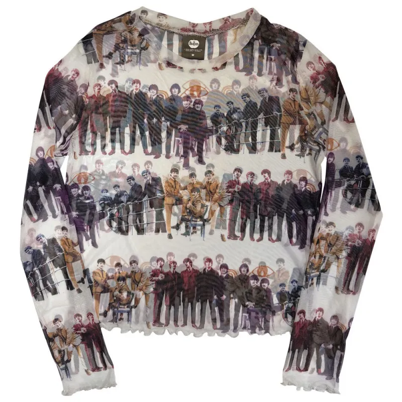 The Beatles Anthology Colours Repeat Skinny Fit Mesh Crop Top made by The Beatles