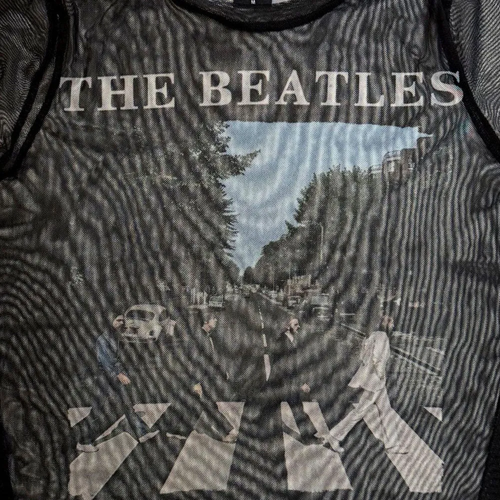 The Beatles Abbey Road & Logo Skinny Fit Mesh Crop Top sold by Paradiso Clothing product image thumbnail 2