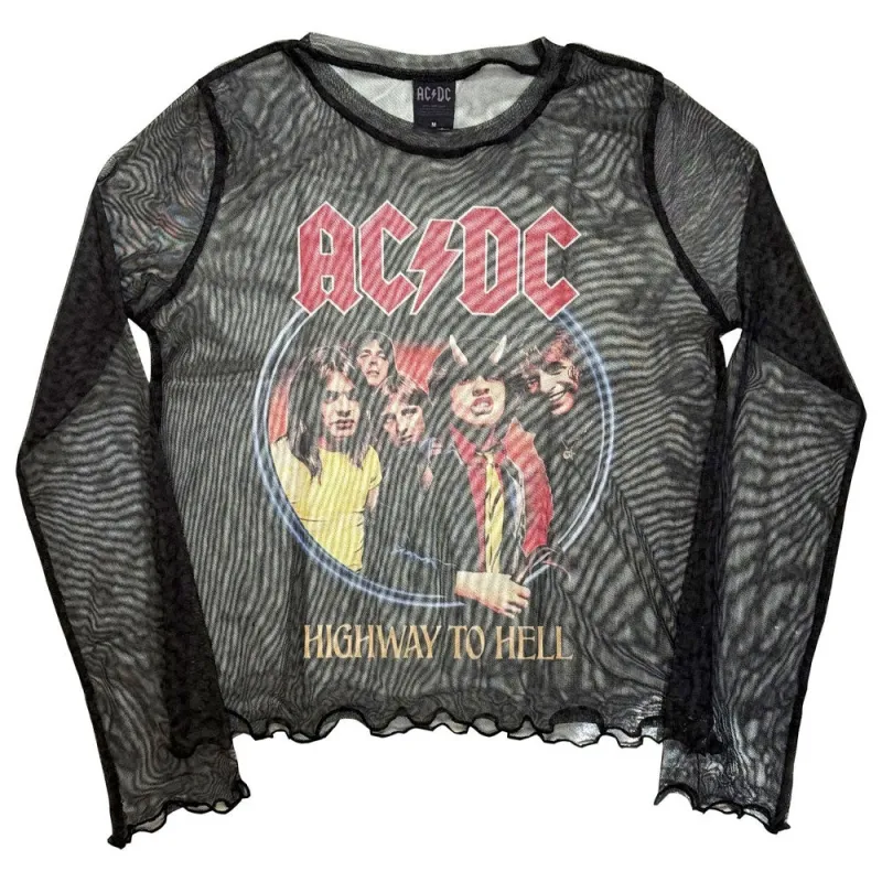 AC/DC Highway To Hell Skinny Fit Mesh Crop Top made by AC/DC