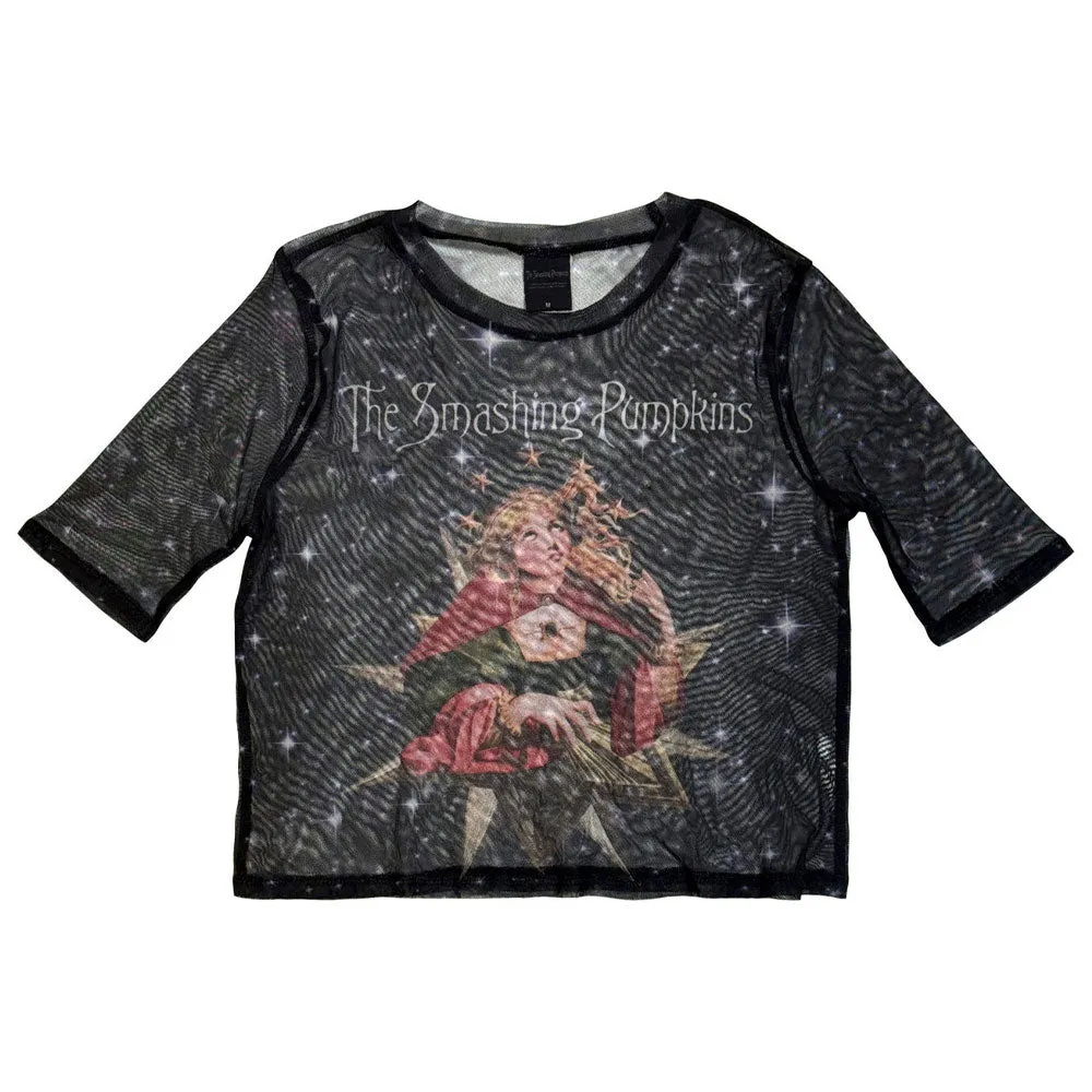 The Smashing Pumpkins Mellon Collie Skinny Fit Mesh Crop Top sold by Paradiso Clothing