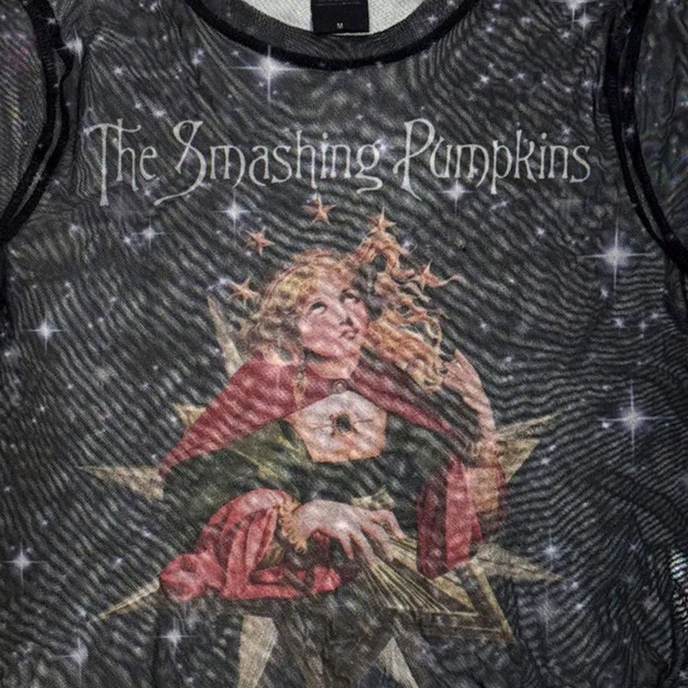 The Smashing Pumpkins Mellon Collie Skinny Fit Mesh Crop Top sold by Paradiso Clothing product image thumbnail 2
