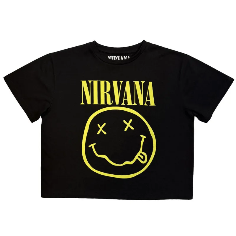 Nirvana Yellow Grunge Face Crop Top made by NIRVANA