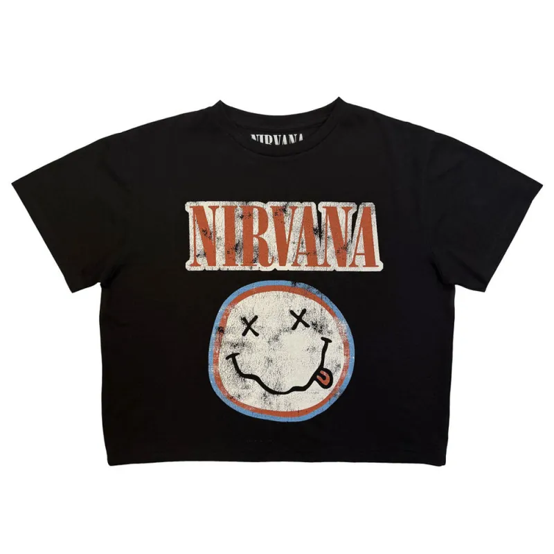 Nirvana Distressed Band Logo Crop Top made by NIRVANA