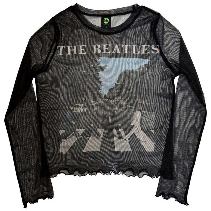 The Beatles Abbey Road And Logo Mesh Crop Top made by The Beatles