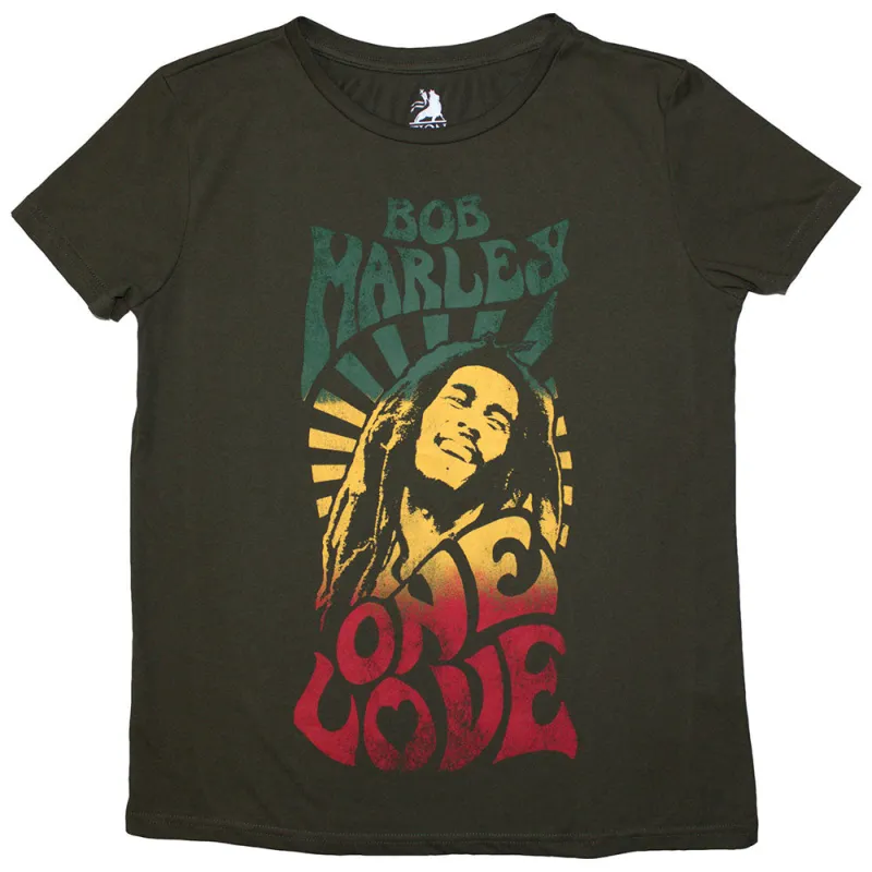 Bob Marley Ladies T-Shirt: One Love Gradient (Green) made by Paradiso Clothing