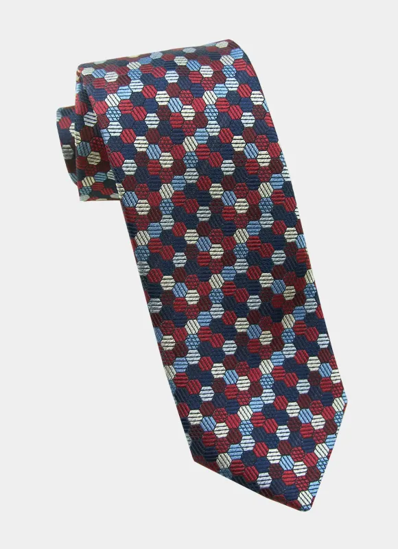 Red Honeycomb Silk Neck Tie sold by Hammer Made