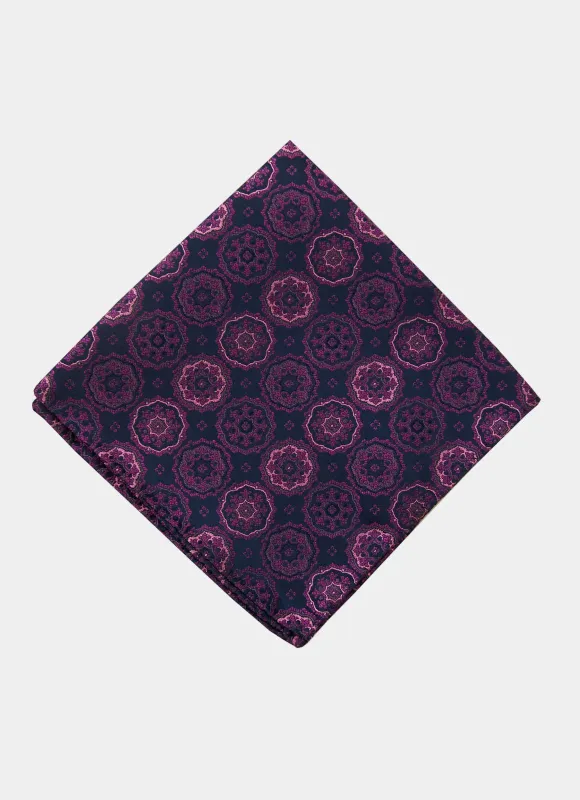 Purple Medallion Silk Pocket Square sold by Hammer Made