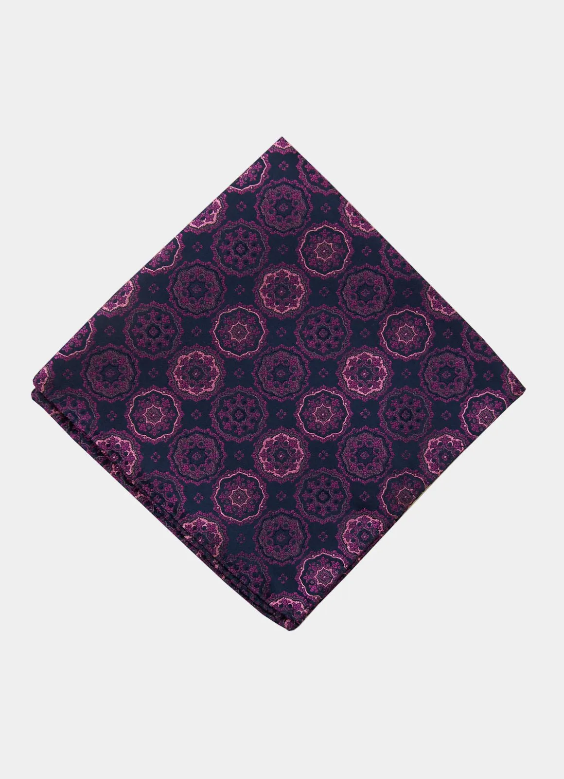 Purple Medallion Silk Pocket Square sold by Hammer Made
