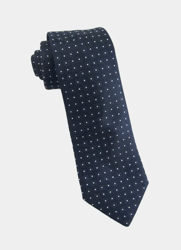 Navy Micro Silk Neck Tie sold by Hammer Made