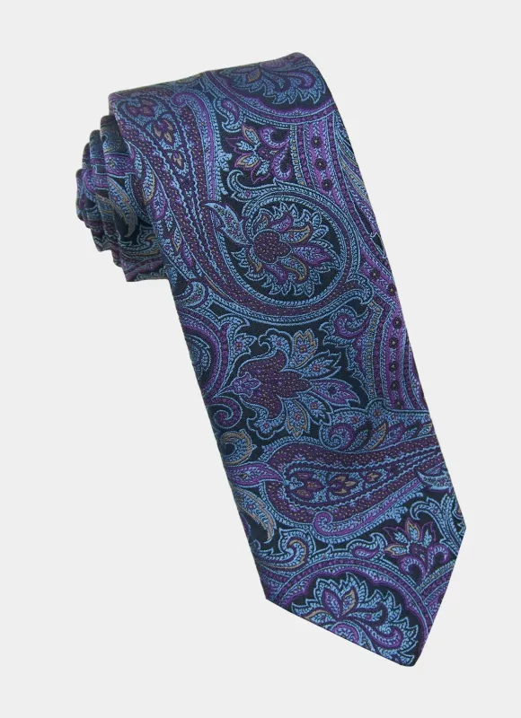 Blue Paisley Silk Neck Tie sold by Hammer Made