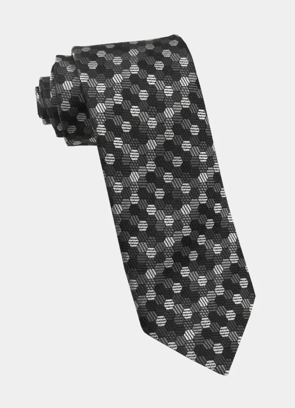Grey Honeycomb Silk Neck Tie sold by Hammer Made