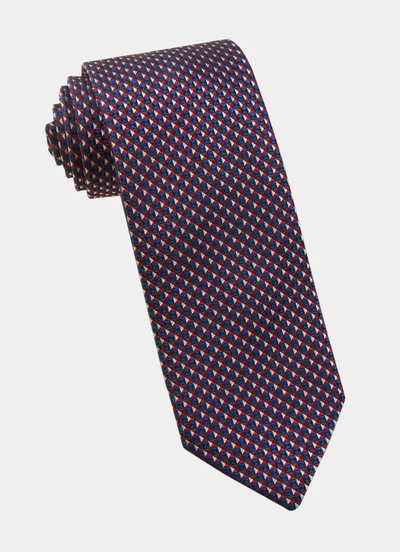 Burgundy Geo Silk Neck Tie sold by Hammer Made