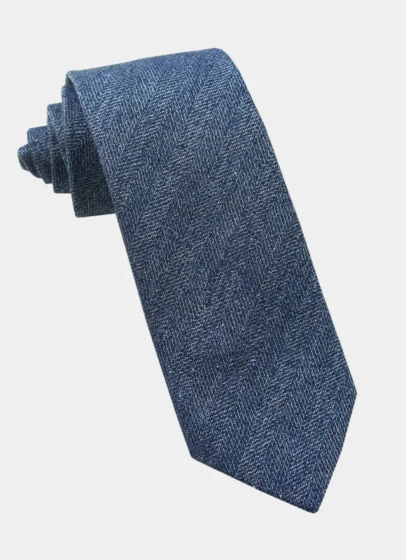Blue Herringbone Silk Neck Tie sold by Hammer Made