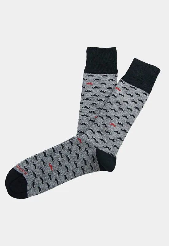 Grey Mustache Sock made by Hammer Made