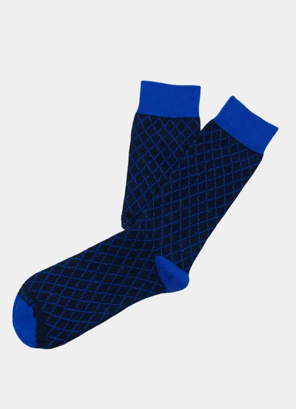 Black/Blue Trellis Socks sold by Hammer Made