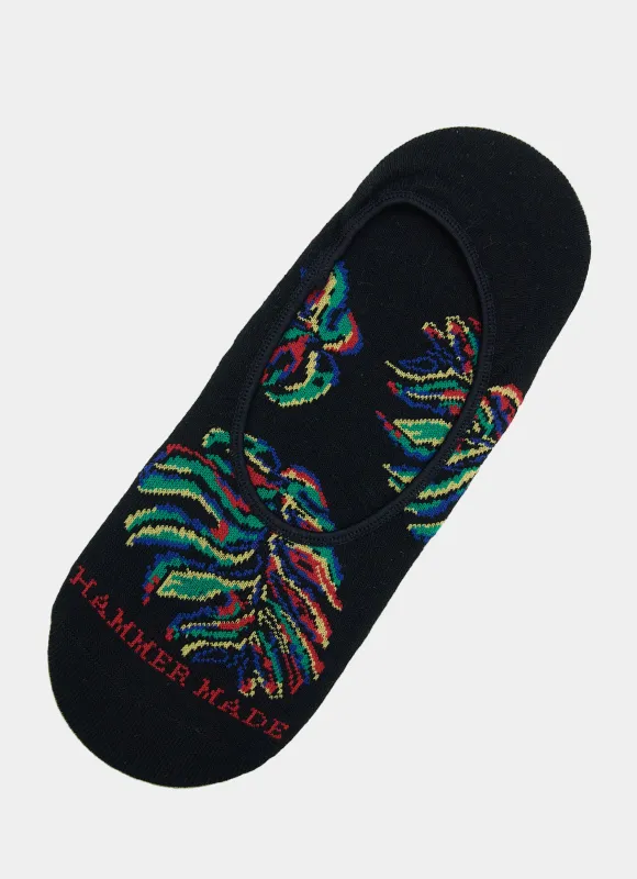 Black/Multi Monstera No Show Socks sold by Hammer Made