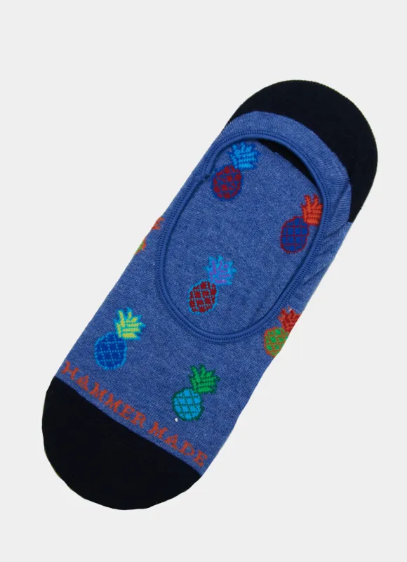 Blue/Multi Pineapple No Show Socks sold by Hammer Made