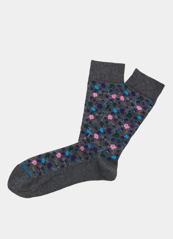 Grey/Pastel Flower Socks sold by Hammer Made