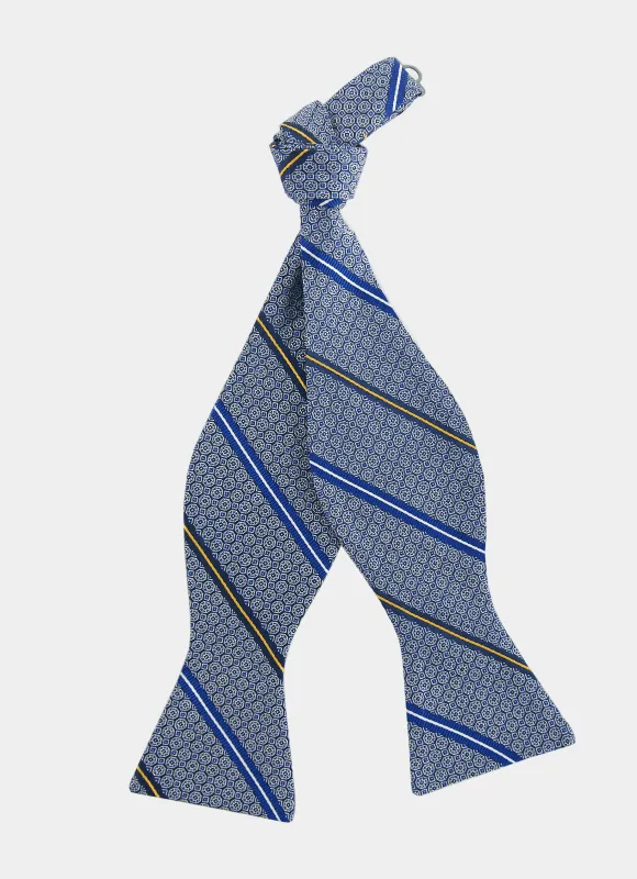 Blue Stripe Silk Bow Tie sold by Hammer Made