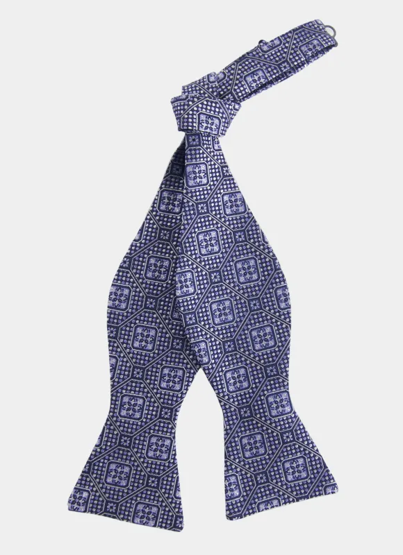 Purple Geo Silk Bow Tie sold by Hammer Made