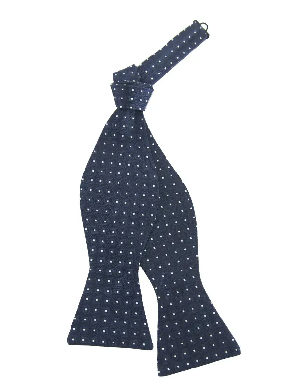 Navy Micro Silk Bow Tie sold by Hammer Made