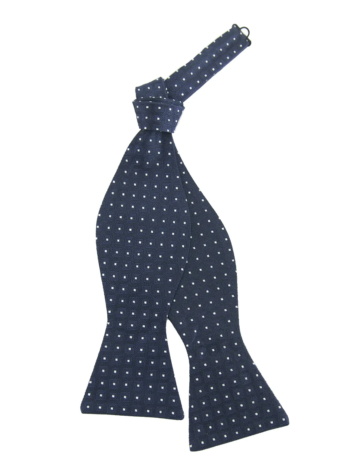 Navy Micro Silk Bow Tie sold by Hammer Made