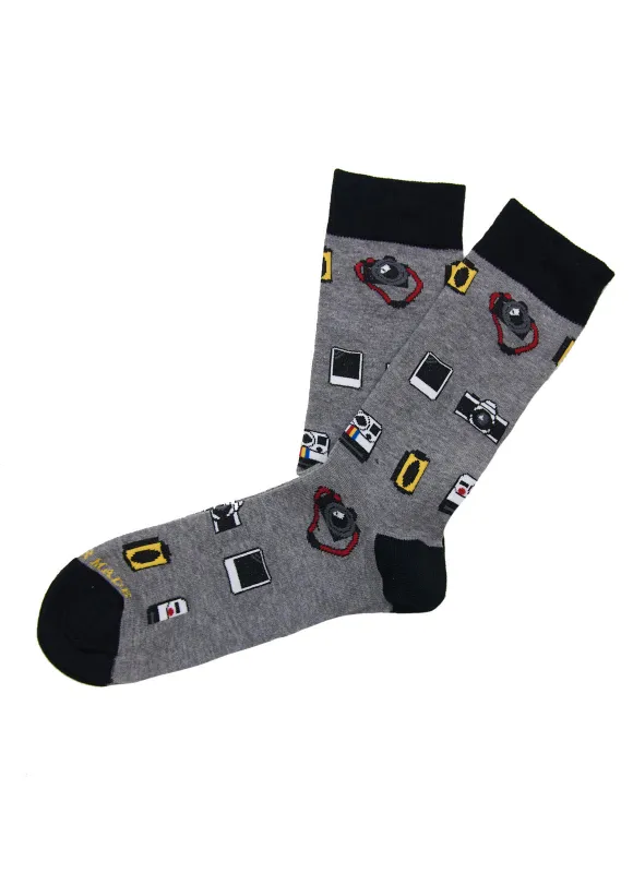 Grey Vintage Camera Socks sold by Hammer Made