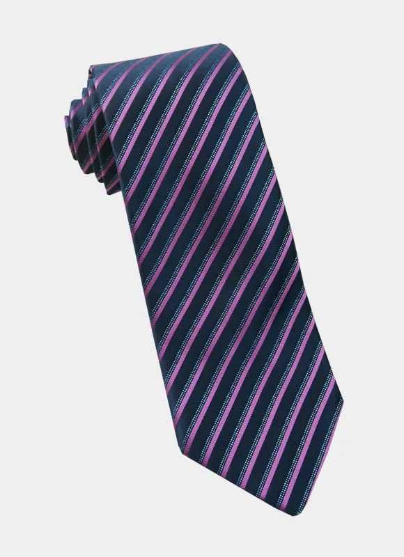 Magenta Stripe Silk Neck Tie made by Hammer Made