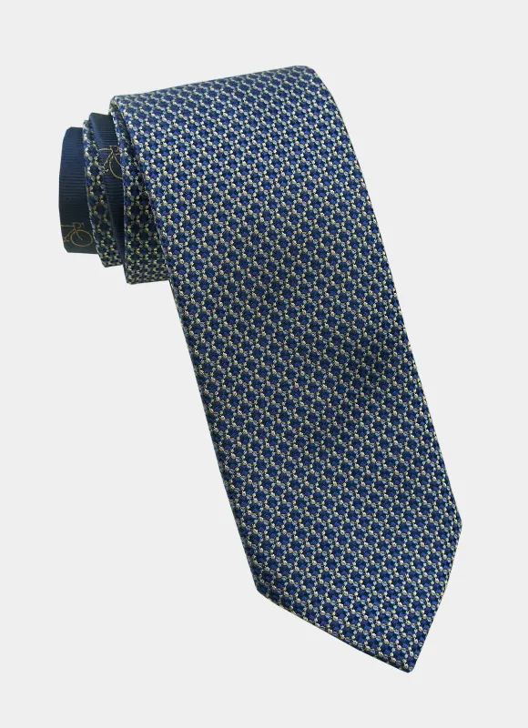 Blue/Olive Micro Geo Silk Neck Tie made by Hammer Made