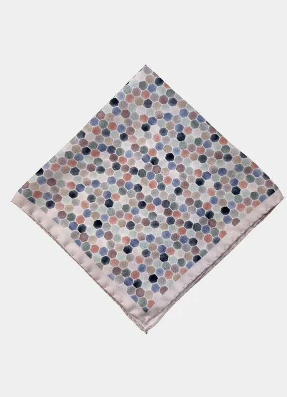 Multi Mosaic Tile Printed Silk Pocket Square made by Hammer Made