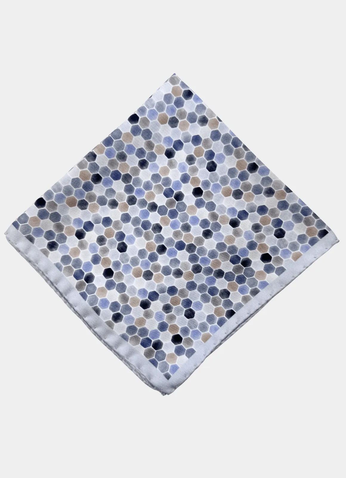 Blue Multi Mosaic Tile Printed Silk Pocket Square sold by Hammer Made