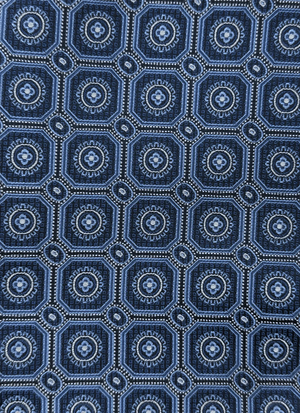 Blue Medallion Woven Silk Pocket Square sold by Hammer Made product image thumbnail 2